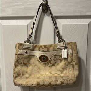 Coach Beige Signature Shoulder Bag